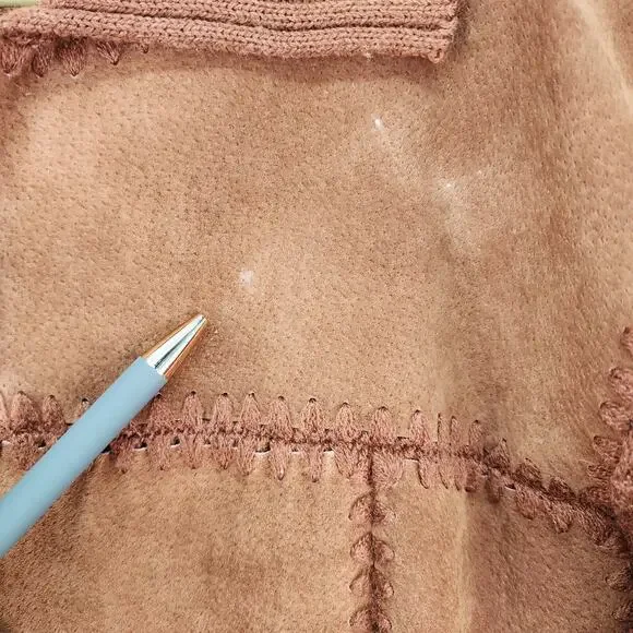 VTG Designer Studio Original XLARGE Sweater Leather Suede Jacket Brown Patchwork - Picture 4 of 16